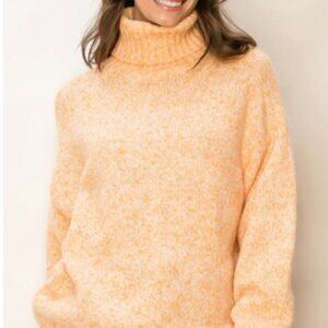 Chunky Knit Mock Neck Long Sleeve Oversized Cozy Speckled Pullover Sweater